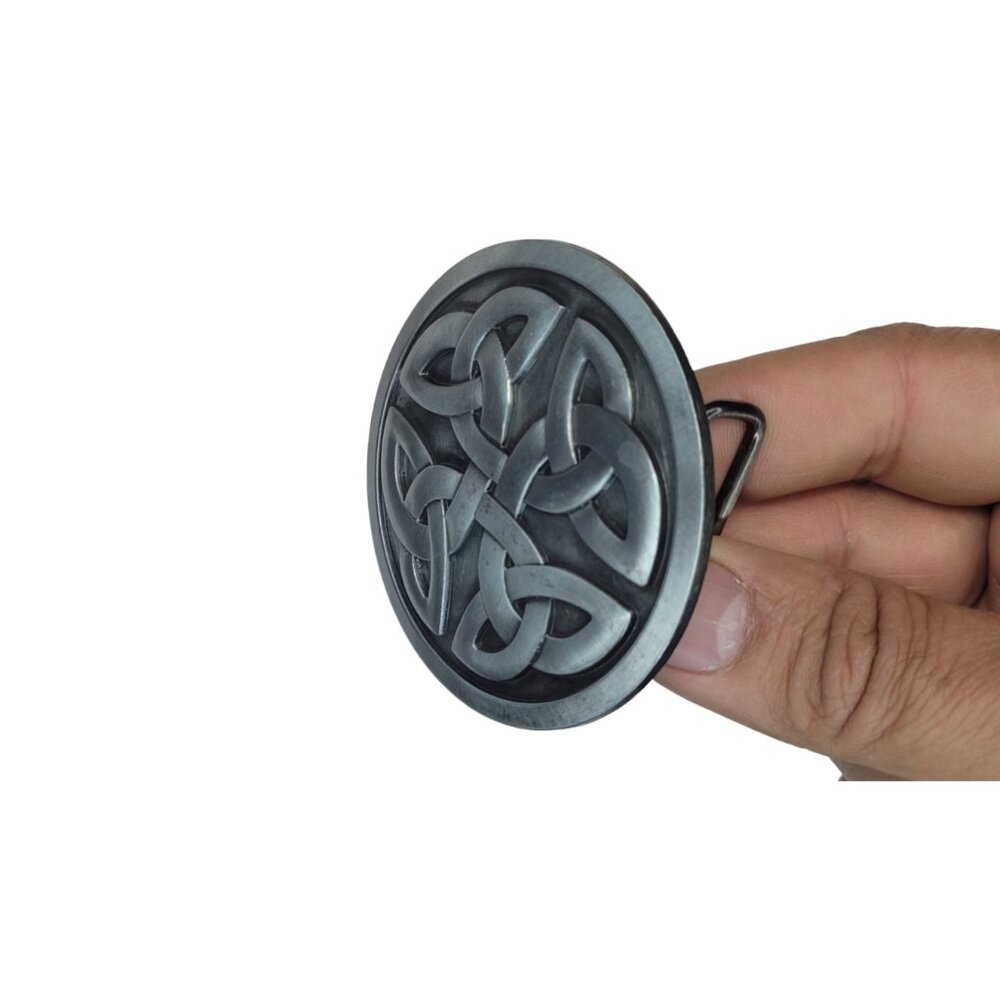 Celtic Knot Pattern Round Silver Finish Metal Bel… - image 5